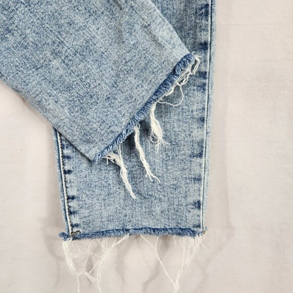 Old Navy OG Straight High Rise Jeans Womens 10 Light Wash Cut Off Hem Denim Blue - Picture 5 of 10